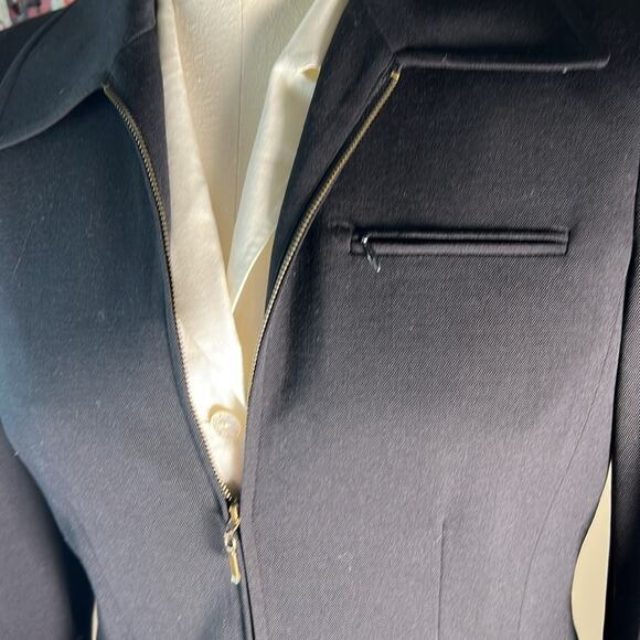 Vintage Gruppo Americano black wool blend black zip up collared fitted blazer 10 - Picture 3 of 12